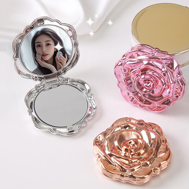 Beauty Flower Makeup - Portable Mini Mirror Retro Rose Flower